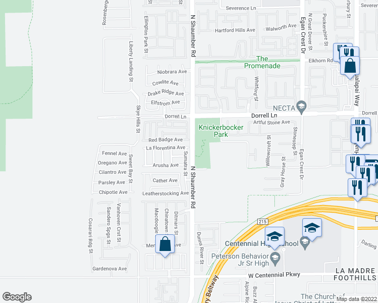 map of restaurants, bars, coffee shops, grocery stores, and more near 6864 Sumatra Street in Las Vegas