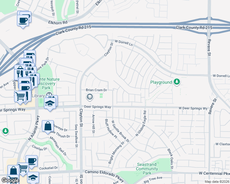map of restaurants, bars, coffee shops, grocery stores, and more near 6853 Empire Cliff Street in North Las Vegas