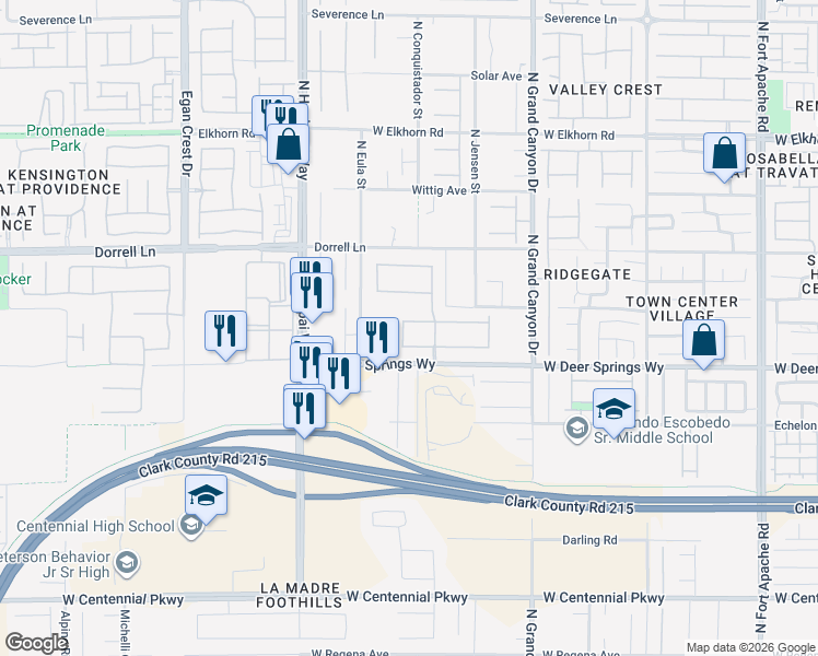 map of restaurants, bars, coffee shops, grocery stores, and more near 9805 Yellow Shadow Avenue in Las Vegas