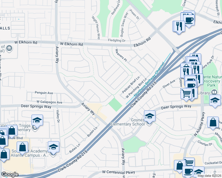 map of restaurants, bars, coffee shops, grocery stores, and more near 6917 Puetollano Drive in North Las Vegas