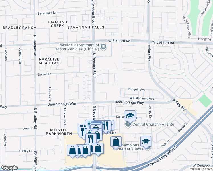 map of restaurants, bars, coffee shops, grocery stores, and more near 4633 White Stork Drive in North Las Vegas