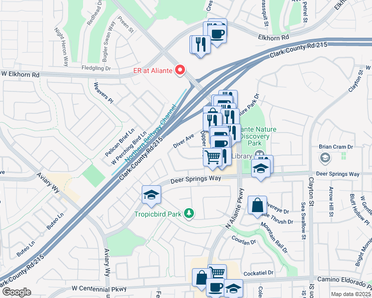 map of restaurants, bars, coffee shops, grocery stores, and more near 2923 Disk Ave in North Las Vegas