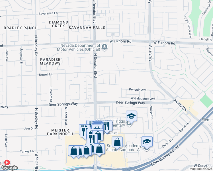 map of restaurants, bars, coffee shops, grocery stores, and more near 4637 White Stork Drive in North Las Vegas
