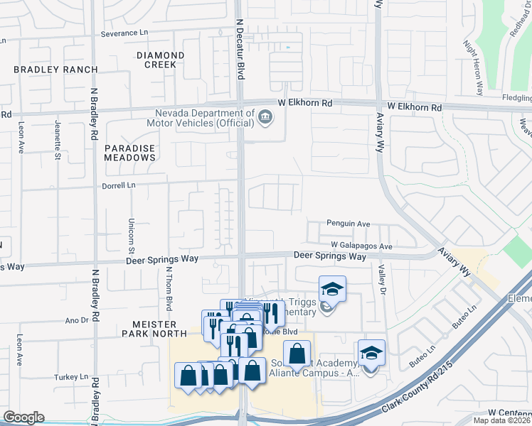map of restaurants, bars, coffee shops, grocery stores, and more near 4705 White Stork Drive in North Las Vegas