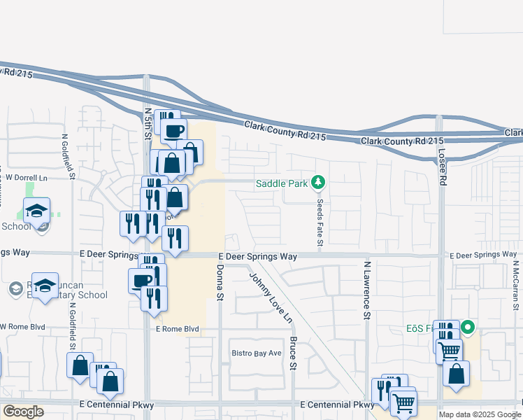 map of restaurants, bars, coffee shops, grocery stores, and more near 1111 Frye Mesa Ave in North Las Vegas