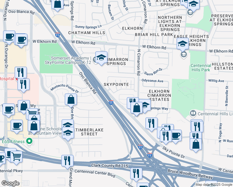 map of restaurants, bars, coffee shops, grocery stores, and more near in Las Vegas