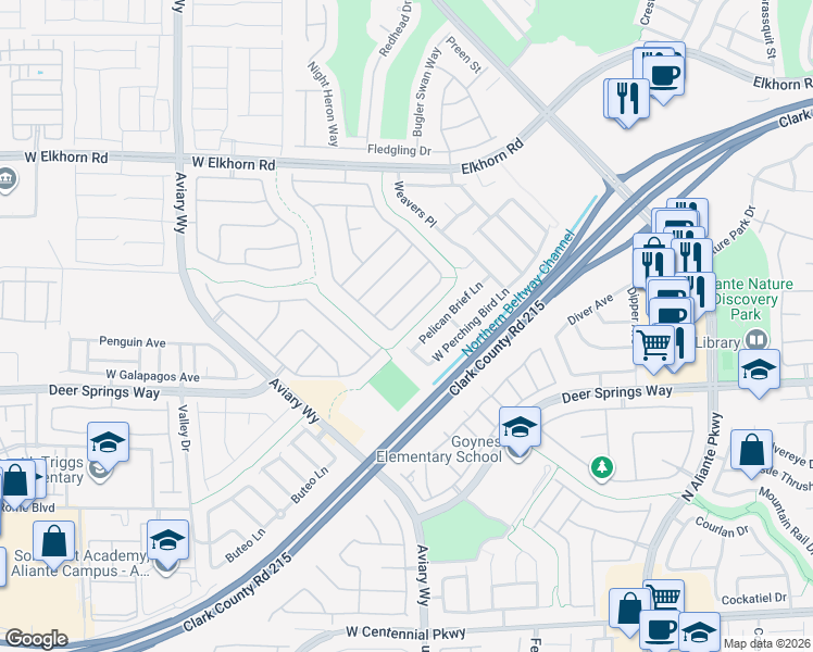 map of restaurants, bars, coffee shops, grocery stores, and more near 3713 Alcantara Lane in North Las Vegas