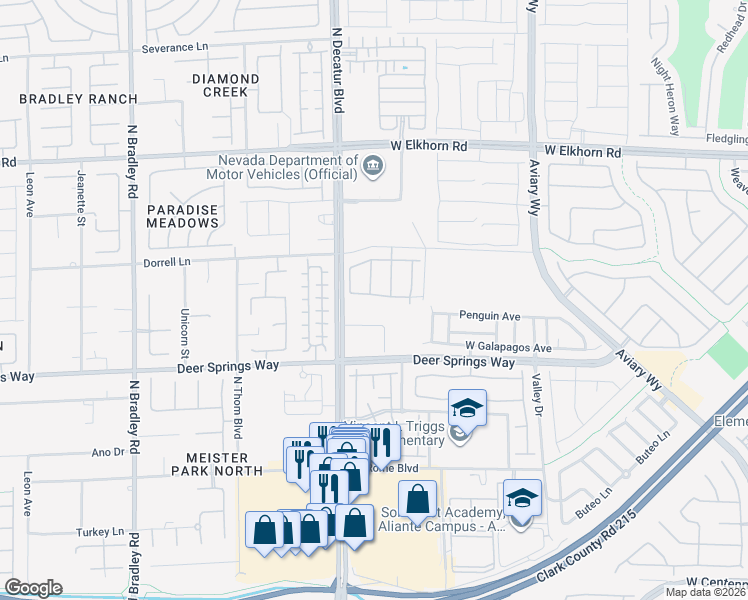 map of restaurants, bars, coffee shops, grocery stores, and more near 4705 White Stork Drive in North Las Vegas