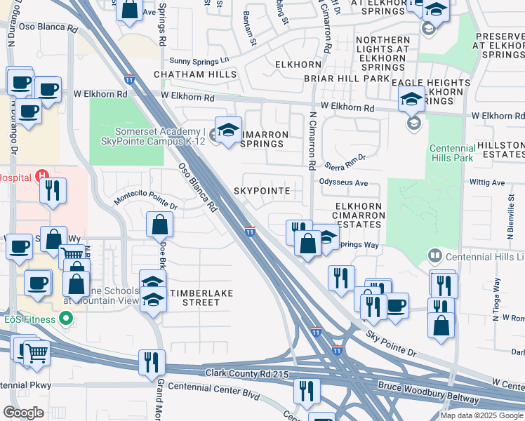 map of restaurants, bars, coffee shops, grocery stores, and more near in Las Vegas