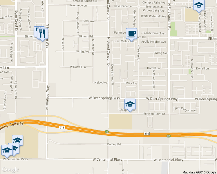 map of restaurants, bars, coffee shops, grocery stores, and more near 6850 North Grand Canyon Drive in Las Vegas