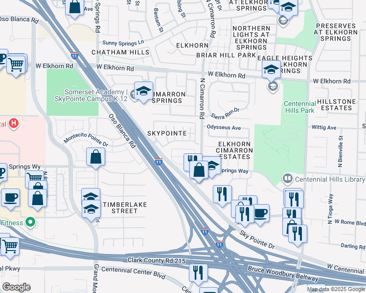 map of restaurants, bars, coffee shops, grocery stores, and more near 8036 West Anasazi Ranch Avenue in Las Vegas