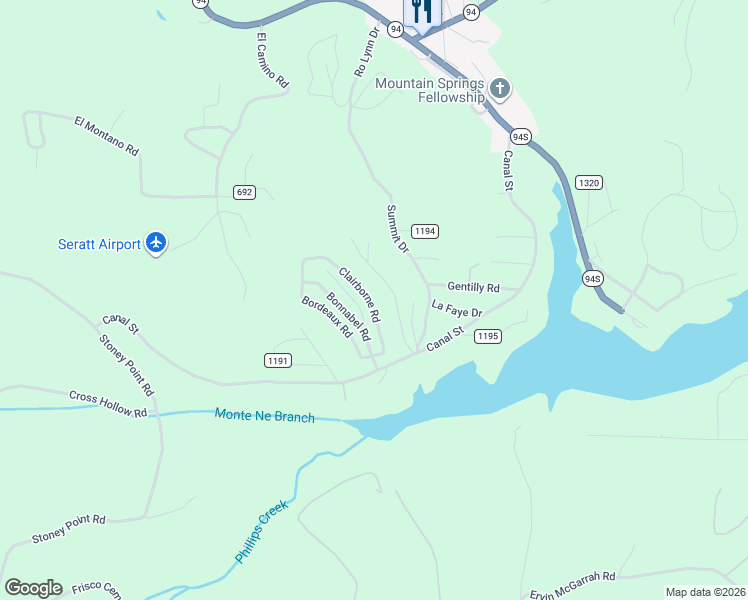 map of restaurants, bars, coffee shops, grocery stores, and more near 10150 Clairborne Road in Rogers