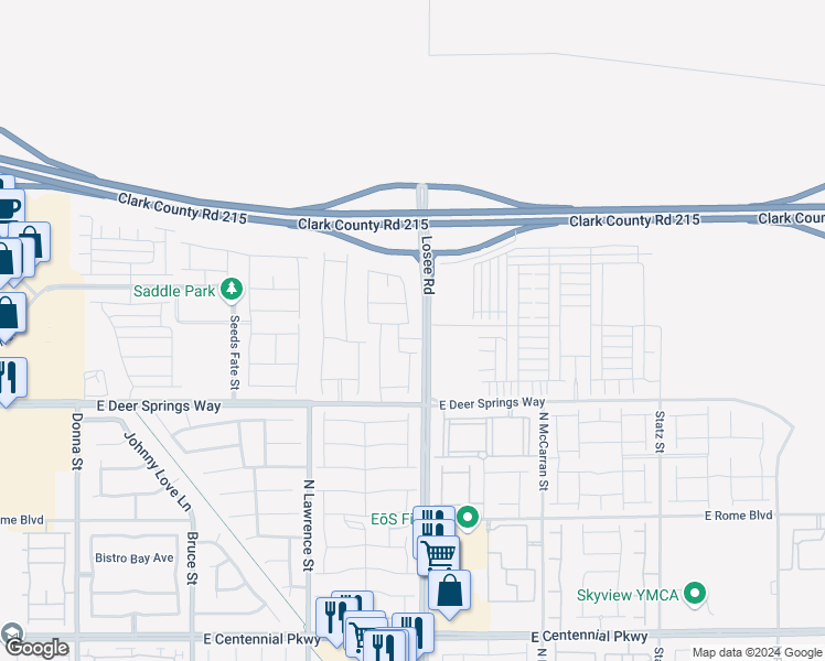 map of restaurants, bars, coffee shops, grocery stores, and more near 2415 Celta Vigo Avenue in North Las Vegas