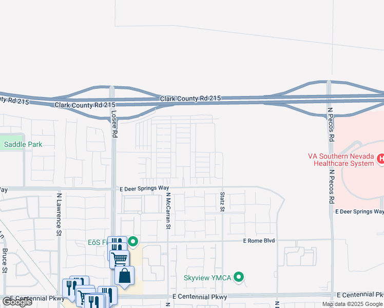 map of restaurants, bars, coffee shops, grocery stores, and more near Bruce Woodbury Beltway in North Las Vegas