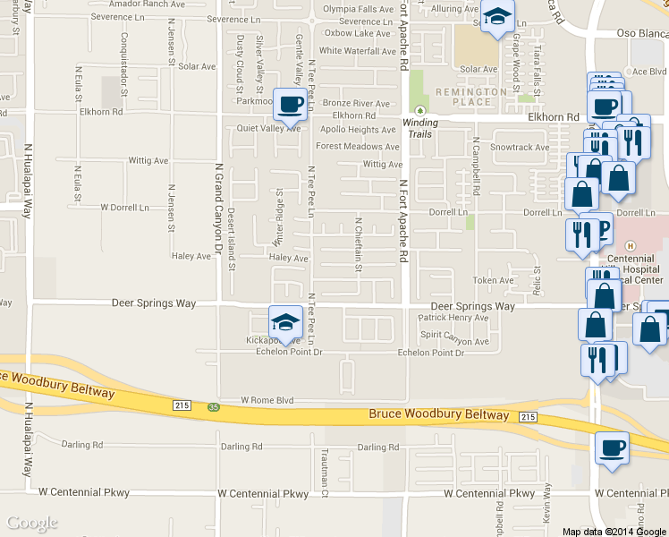 map of restaurants, bars, coffee shops, grocery stores, and more near in Las Vegas