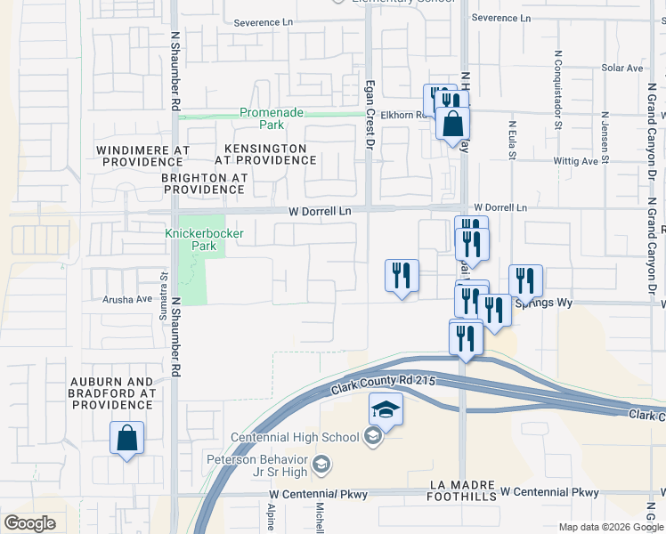 map of restaurants, bars, coffee shops, grocery stores, and more near 10326 Glacier Mist Avenue in Las Vegas