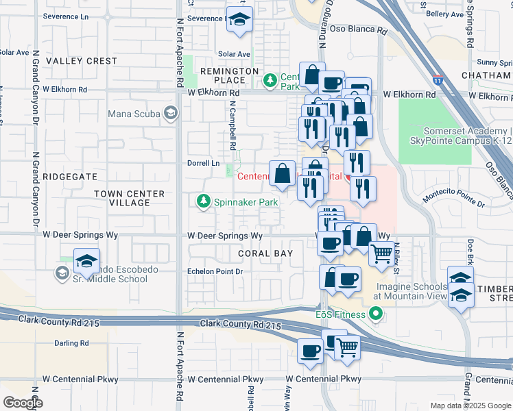 map of restaurants, bars, coffee shops, grocery stores, and more near 6879 Momentos Street in Las Vegas