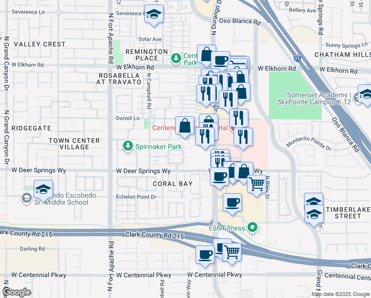 map of restaurants, bars, coffee shops, grocery stores, and more near 6890 Relic Street in Las Vegas