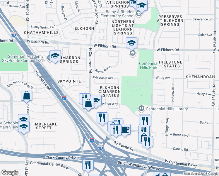 map of restaurants, bars, coffee shops, grocery stores, and more near 7824 Pinnochio Avenue in Las Vegas