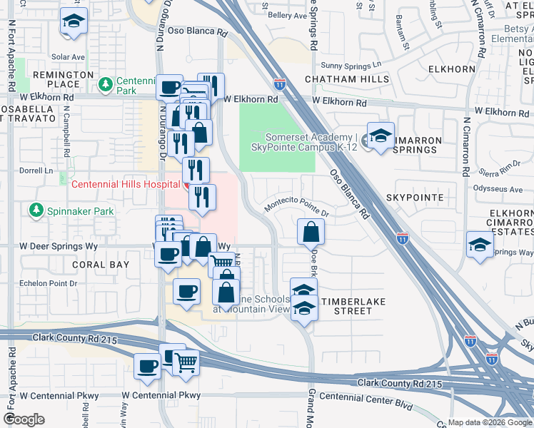 map of restaurants, bars, coffee shops, grocery stores, and more near 6869 Calvitero Street in Las Vegas