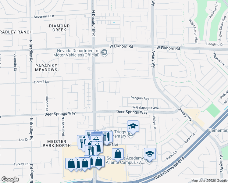 map of restaurants, bars, coffee shops, grocery stores, and more near 6929 Willow Warbler Street in North Las Vegas