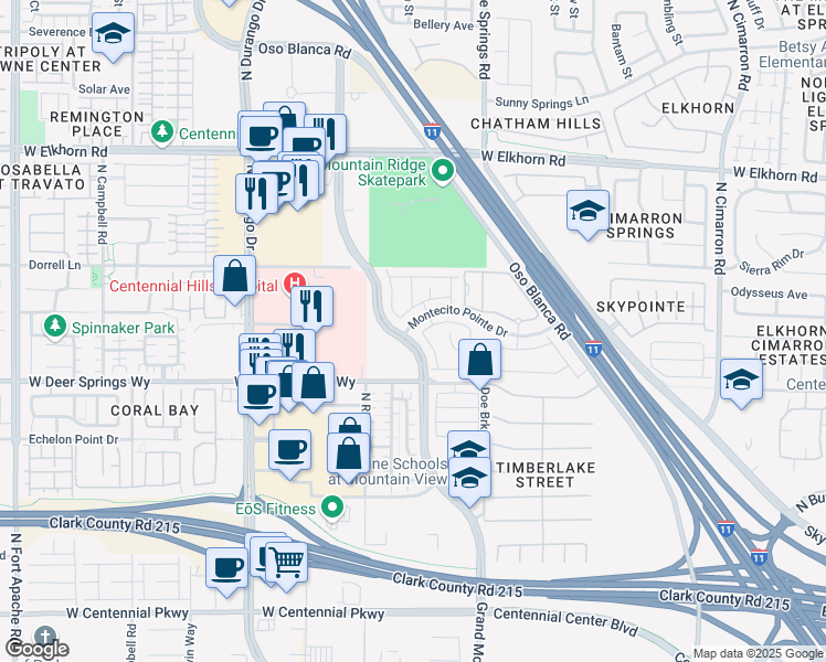 map of restaurants, bars, coffee shops, grocery stores, and more near 6869 Calvitero Street in Las Vegas