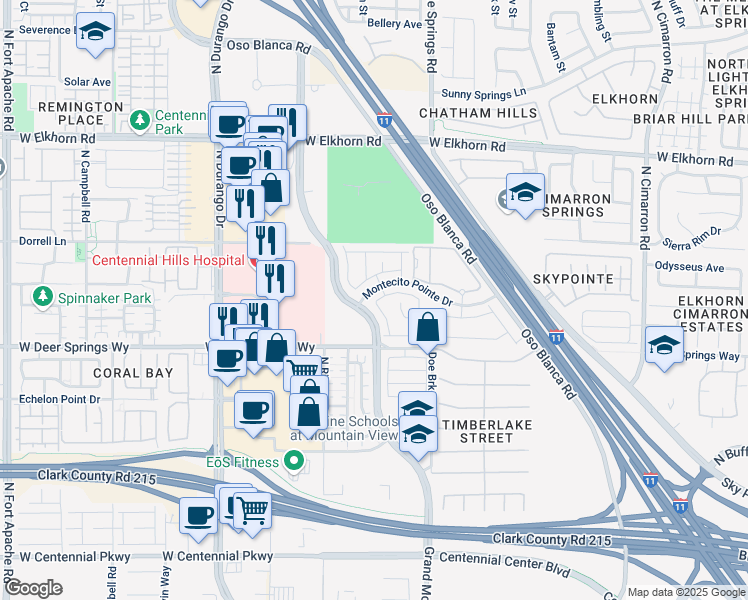 map of restaurants, bars, coffee shops, grocery stores, and more near 8467 Vacarez Drive in Las Vegas