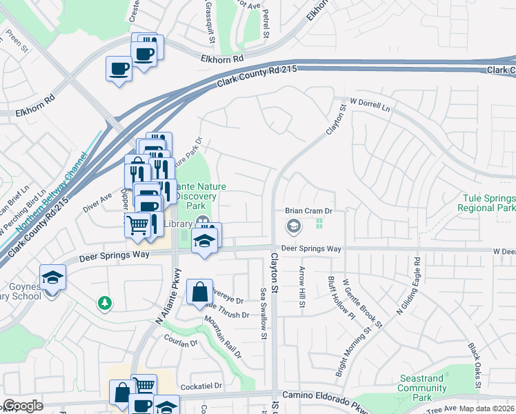 map of restaurants, bars, coffee shops, grocery stores, and more near 6912 Forest Gate Street in North Las Vegas