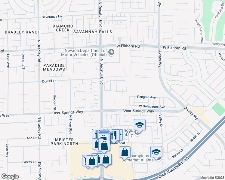 map of restaurants, bars, coffee shops, grocery stores, and more near 6929 Willow Warbler Street in North Las Vegas