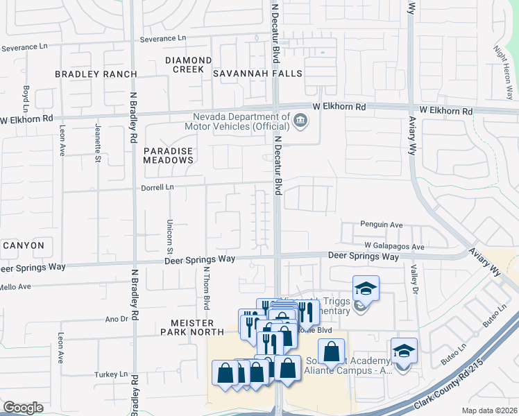 map of restaurants, bars, coffee shops, grocery stores, and more near 4820 Palm Tree Court in Las Vegas