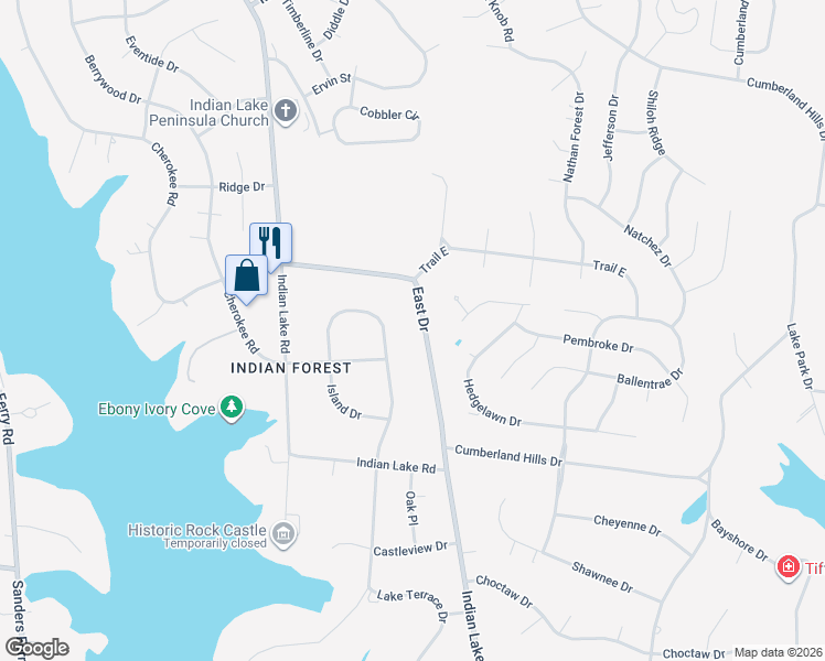 map of restaurants, bars, coffee shops, grocery stores, and more near 227 Island Drive in Hendersonville
