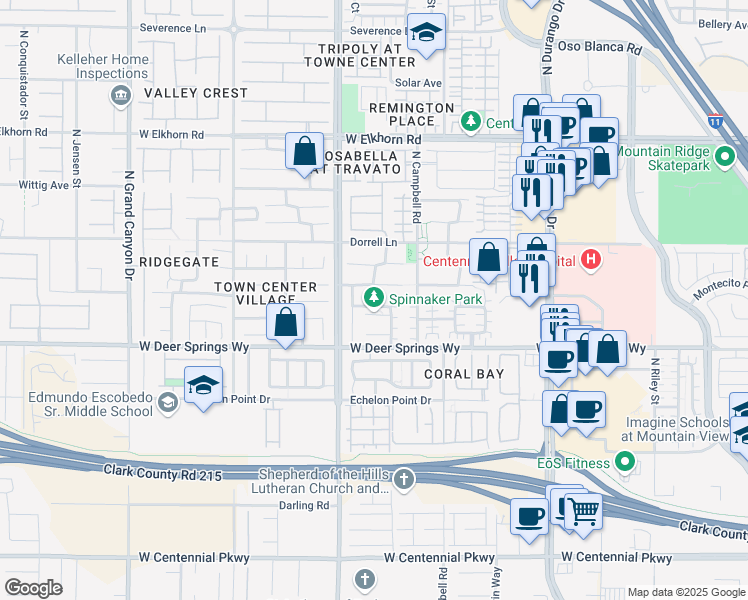 map of restaurants, bars, coffee shops, grocery stores, and more near 9140 Kentwell Avenue in Las Vegas
