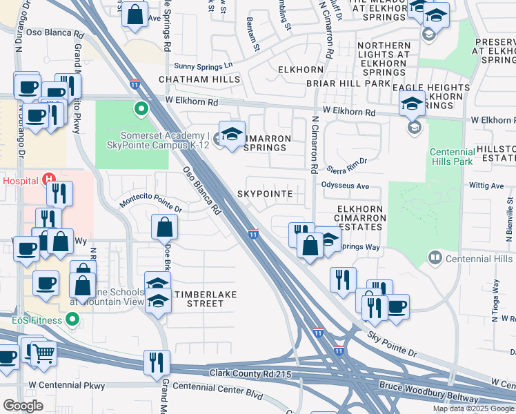 map of restaurants, bars, coffee shops, grocery stores, and more near 6868 Sky Pointe Drive in Las Vegas
