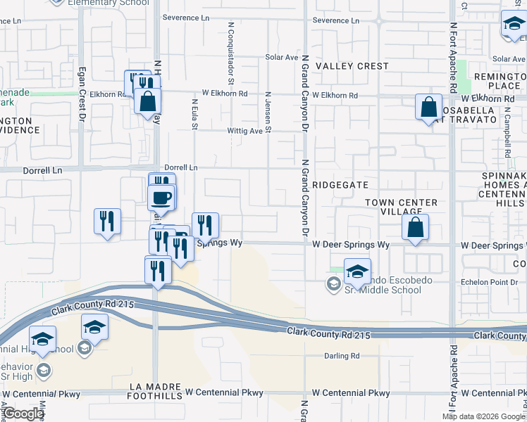 map of restaurants, bars, coffee shops, grocery stores, and more near 9702 Yellow Shadow Avenue in Las Vegas