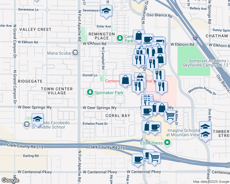 map of restaurants, bars, coffee shops, grocery stores, and more near 8981 Townbridge Avenue in Las Vegas