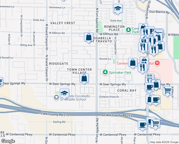 map of restaurants, bars, coffee shops, grocery stores, and more near 9209 Thunder Falls Court in Las Vegas