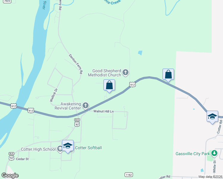 map of restaurants, bars, coffee shops, grocery stores, and more near 32 Abby Lane in Cotter