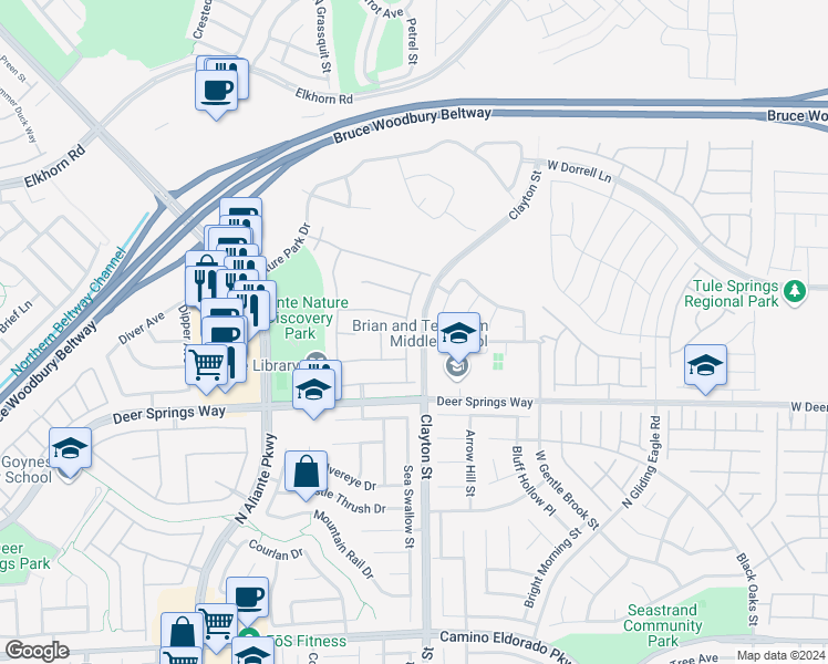 map of restaurants, bars, coffee shops, grocery stores, and more near 6908 Forest Gate Street in North Las Vegas