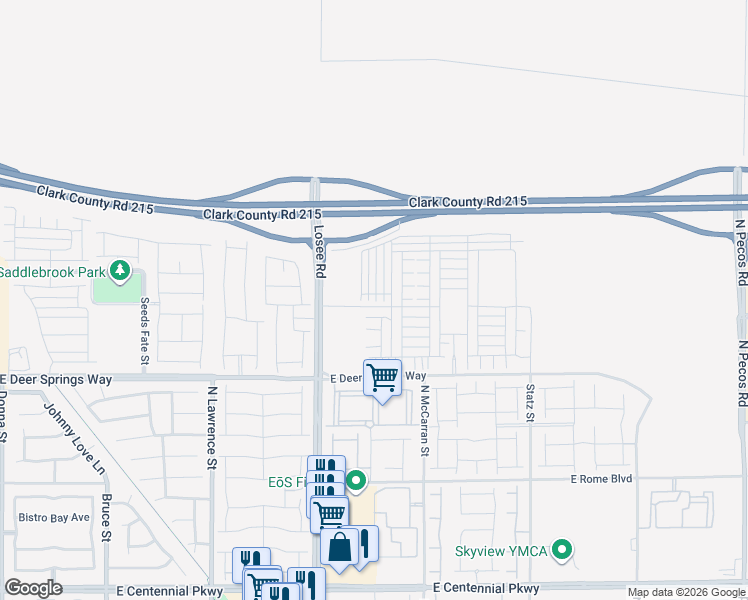 map of restaurants, bars, coffee shops, grocery stores, and more near 6925 Skyline Blue Street in North Las Vegas
