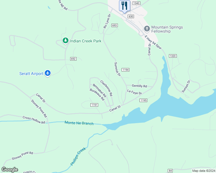 map of restaurants, bars, coffee shops, grocery stores, and more near 10150 Clairborne Road in Rogers