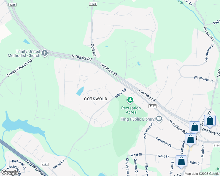 map of restaurants, bars, coffee shops, grocery stores, and more near 120 Cotswold Lane in King