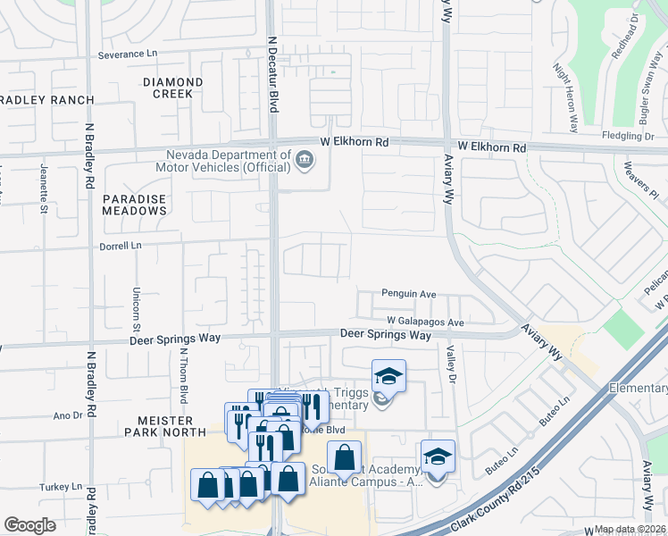 map of restaurants, bars, coffee shops, grocery stores, and more near 6925 Caspian Tern Street in North Las Vegas