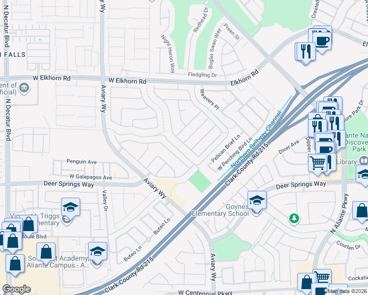 map of restaurants, bars, coffee shops, grocery stores, and more near 6937 Puetollano Drive in North Las Vegas