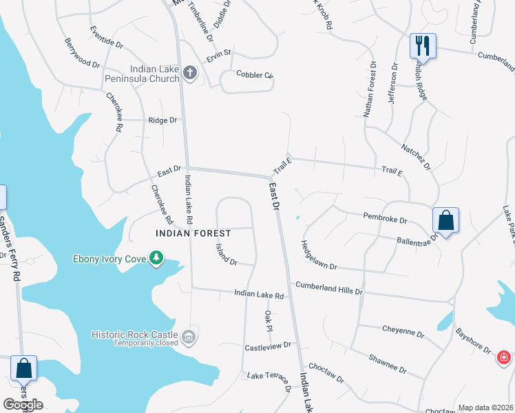 map of restaurants, bars, coffee shops, grocery stores, and more near 227 Island Drive in Hendersonville