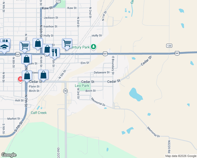 map of restaurants, bars, coffee shops, grocery stores, and more near 111 Cedar St in Perry
