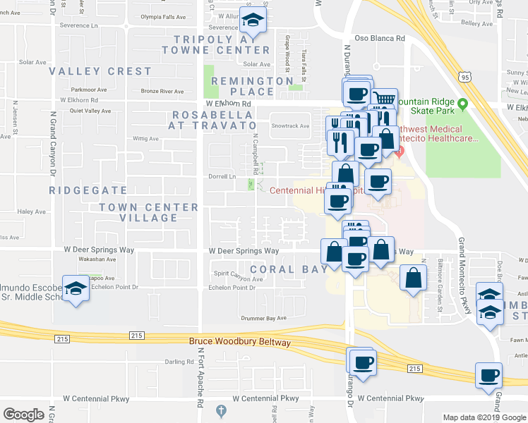 map of restaurants, bars, coffee shops, grocery stores, and more near 9025 Townbridge Avenue in Las Vegas