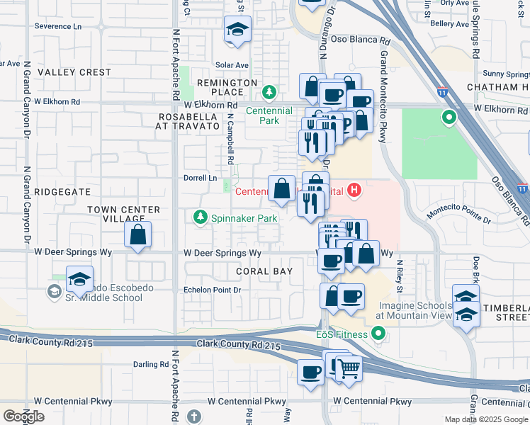 map of restaurants, bars, coffee shops, grocery stores, and more near 8981 Townbridge Avenue in Las Vegas