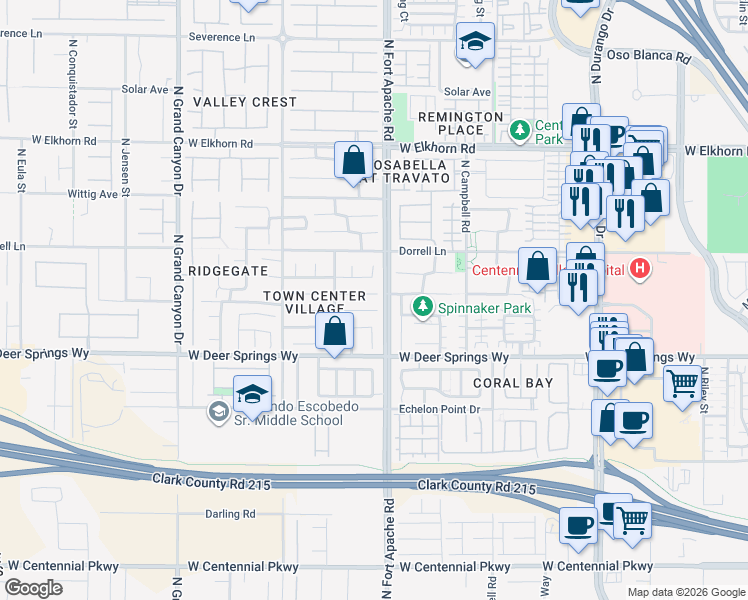 map of restaurants, bars, coffee shops, grocery stores, and more near 9209 Thunder Falls Court in Las Vegas