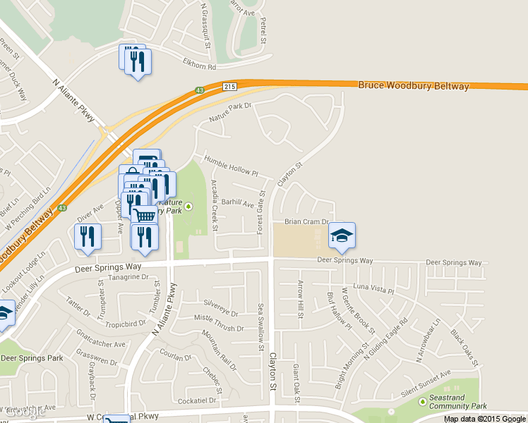 map of restaurants, bars, coffee shops, grocery stores, and more near 6912 Forest Gate St in North Las Vegas