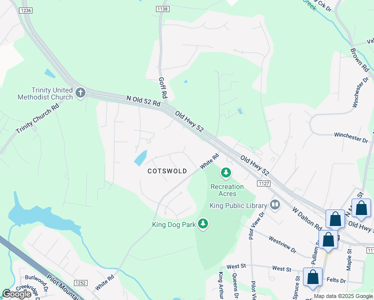 map of restaurants, bars, coffee shops, grocery stores, and more near 120 Cotswold Lane in King